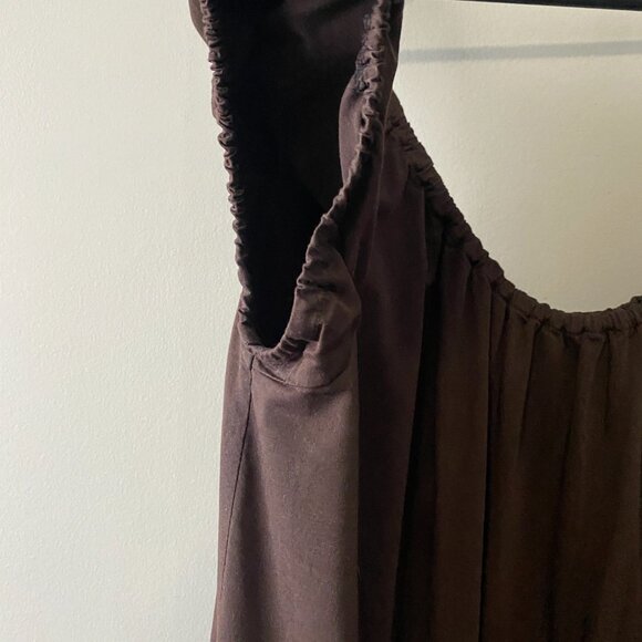 Handmade Plus Size Cotton Bamboo Chocolate Brown Dress - Picture 5 of 15